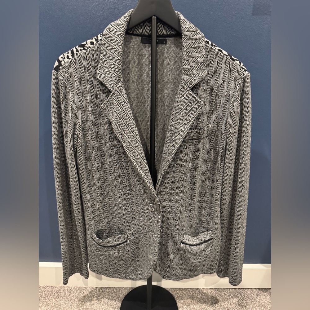 Tart Gray Blazer with Notched Lapels and Textured Finish